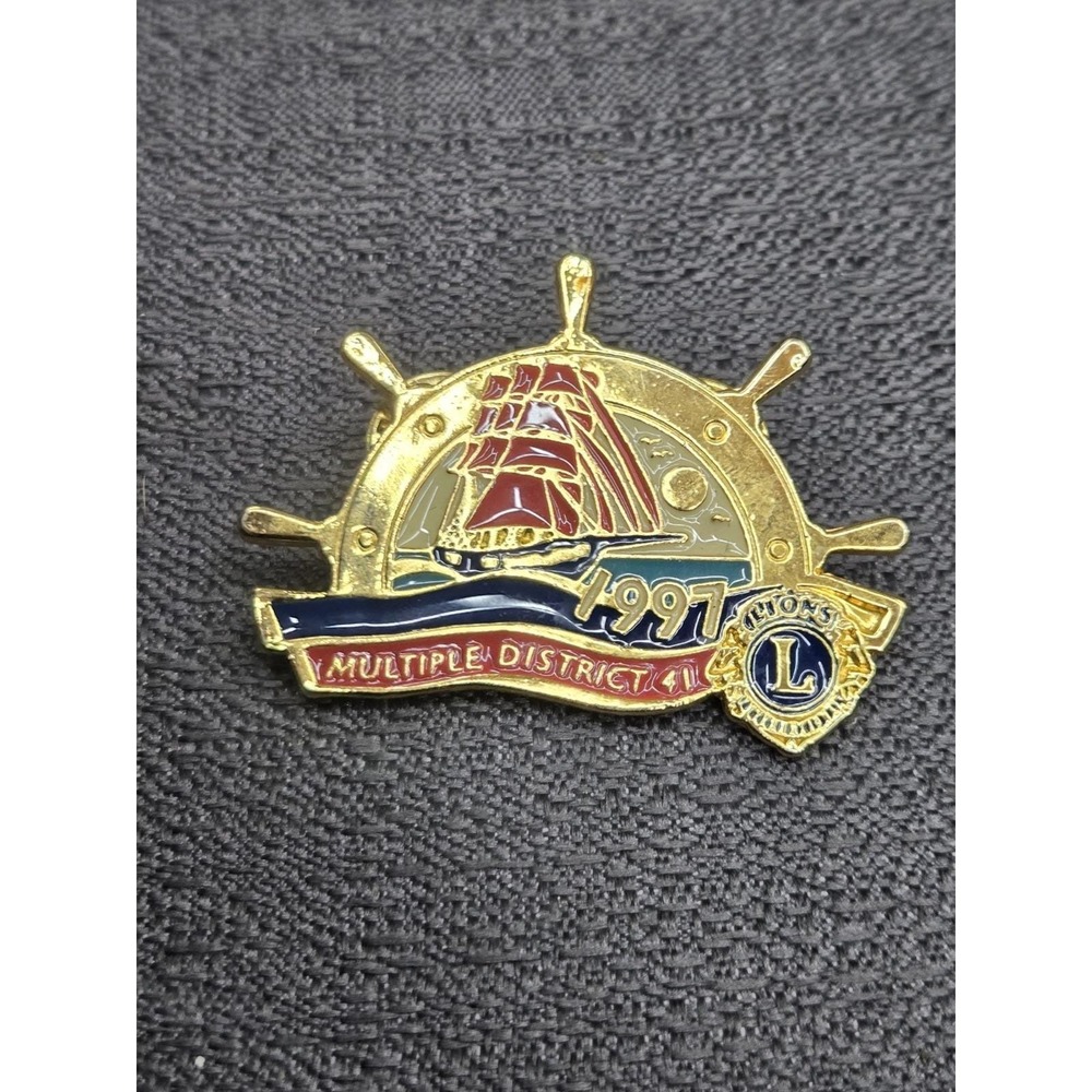 Vintage 1997 Lions Club Multiple District 41 Sailing‎ Ship Enamel Pin